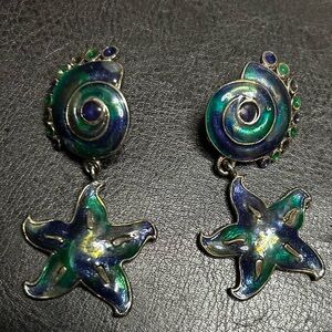 Vintage Signed Edgar Berebi Enameled Earrings